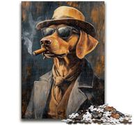 Puzzle per adulti 1000 pezzi Bassotto che fuma sigaretta Gioco stimolante Giocattoli Offerta come regalo per tutta la famiglia per età 14+ 26x38cm