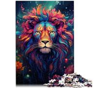 Puzzle per adulti, 1000 pezzi, bel leone sofisticato, regalo per alleviare lo stress, vacanze a casa, passatempo per 14 anni, 26 x 38 cm