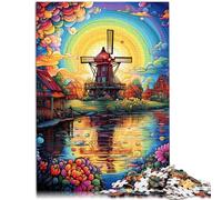 Puzzle per adulti, 1000 pezzi, bel mulino a vento, 26 x 38 cm, adatto come decorazione da scrivania per adolescenti dai 14 anni in su
