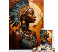 Puzzle per adulti 1000 pezzi Bellezza africana Decorazione per la casa Giocattoli Regalo per compleanni Giochi per famiglie Attività divertenti a casa Dimensioni 38x26cm
