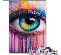 Puzzle per adulti, 1000 pezzi Bellissimo occhio con vernice colorata Puzzle per adulti 1000 pezzi Decorazione da parete per la casa e gioco per famiglie Regalo 26X38CM