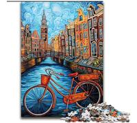 Puzzle per adulti 1000 pezzi Bicicletta sul ponte in legno, regalo divertente e attività per la casa 50x75cm Festa di compleanno per uomini e donne