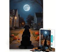 Puzzle per adulti 1000 pezzi Black Lab Halloween Night Street Sharp Gioco di squadra,gioco divertente per pensare,momento di relax,arte natalizia 50x75cm