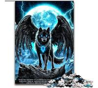 Puzzle per adulti, 1000 pezzi Black Wings Wolf, puzzle impossibili per adulti, perfetti per il divertimento in famiglia, per compleanni e Natale (dimensioni 26x38cm)