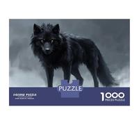 Puzzle Per Adulti 1000 Pezzi Black Wolf with Glowing Eyes Puzzle Gioco Rompicapo Ma Divertente E Umoristico Regali Di Natale E Compleanno 70x50cm/1000pcs