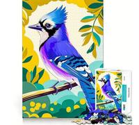 Puzzle per adulti 1000 pezzi Blu Indaco Ghiandaia su ramo d'albero Gioco di precisione,gioco divertente che stimola la mente,momento di relax,attività artistica natalizia 50x75cm
