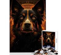 Puzzle per adulti 1000 pezzi Border Collie Cane con occhi luminosi Decorazione per la casa Giocattoli Opera d'arte Regalo per gioco educativo Lista dei desideri con Babbo Natale Dimensioni 50x75cm