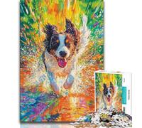Puzzle per adulti 1000 pezzi Border Collie felice, sfida difficile antistress, gioco educativo per compleanni, Natale per età 14+ 38x26cm