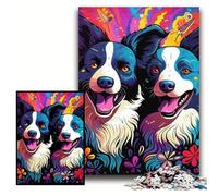 Puzzle per adulti 1000 pezzi Border Collie Puzzle in legno 50x75cm Divertimento per la serata di gioco in famiglia, opera d'arte decorativa fai da te