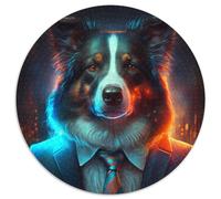 Puzzle per adulti 1000 pezzi Boss Border Collie Puzzle rotondo 1000 pezzi Serata di giochi in famiglia, Decorazione per la casa e regalo per allenare la mente 67,5x67,5 cm