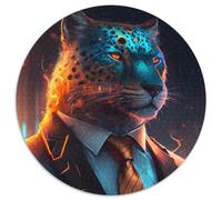 Puzzle per adulti, 1000 pezzi Boss Leopard, puzzle rotondi da 1000 pezzi per adulti per la decorazione della casa, Natale e Capodanno per adolescenti, 67,5x67,5 cm.