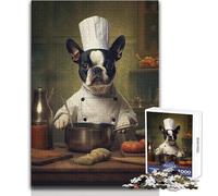 Puzzle per adulti 1000 pezzi Boston Terrier Chef Impossible Game Taglio di precisione Regali di Babbo Natale segreto Dimensioni 50x75cm