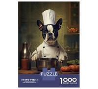 Puzzle Per Adulti 1000 Pezzi Boston Terrier Chef Puzzle Per Adulti Gioco Rompicapo Migliora La Memoria Riduce Lo Stress Regali 52x38cm/1000pcs