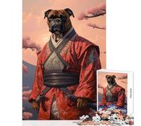 Puzzle per adulti 1000 pezzi Boxer Dog The Samurai Giocattolo educativo Regalo di compleanno Gioco pratico Difficile da completare Dimensioni 38x52cm