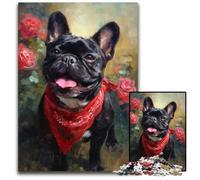 Puzzle per adulti, 1000 pezzi, Bulldog francese felice, puzzle in legno, difficili e stimolanti, fantastici regali e giocattoli per bambini dai 14 anni in su, 50x75cm