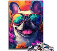 Puzzle per adulti, 1000 pezzi, bulldog francese felice, puzzle per adolescenti, gioco stimolante, giocattoli, decorazione da parete, regali unici per compleanno e Natale, 50x75cm