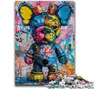 Puzzle per adulti 1000 pezzi Bulldog francese Graffiti Giochi educativi Decorazione per la casa Gioco educativo per compleanno, Natale 26x38cm