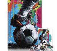 Puzzle per adulti 1000 pezzi Calcio Dipinto a olio 1000 pezzi per adulti gioco a quiz ideale come regalo per tutta la famiglia 26x38cm