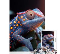 Puzzle per adulti,1000 pezzi,camaleonte blu,primo piano,decorazioni per la casa,giocattoli,idee regalo,gioco rompicapo,migliora l'amore tra coppie,dimensioni 50x75cm