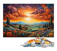 Puzzle per adulti 1000 pezzi Campi psichedelici colorati della Toscana Puzzle con poster abbinato e foglio di quiz 1000 pezzi (38x26 cm)