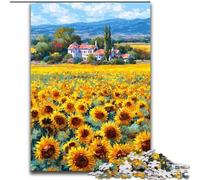 Puzzle per adulti 1000 pezzi Campo di girasoli, puzzle da 1000 pezzi per rafforzare il legame familiare, feste e compleanni (dimensioni 26x38cm)