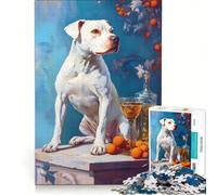 Puzzle per adulti 1000 pezzi Cane bianco con arance giocattolo educativo passatempo ideale per le vacanze a casa regalo di Natale o compleanno 50x75cm