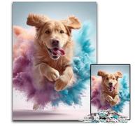 Puzzle per adulti, 1000 pezzi, cane che corre, puzzle in cartone, regalo per uomini e donne, per tutti i giorni e per occasioni speciali, 26x38cm