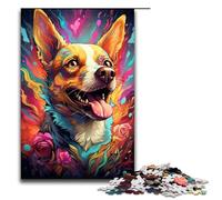 Puzzle per adulti 1000 pezzi cane chihuahua psichedelico ogni pezzo è unico gioco stimolante divertente per la famiglia 75x50cm