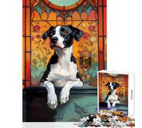 Puzzle per adulti 1000 pezzi Cane con bicchiere di vino Giocattoli antistress Regali per donne Uomini Gioco impossibile Attività divertenti a casa Dimensioni 50x75cm