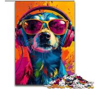 Puzzle per adulti, 1000 pezzi, cane con cuffie, puzzle per il divertimento in famiglia, perfetto per le vacanze, serate di gioco interattive (dimensioni 26x38cm)
