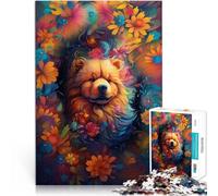 Puzzle per adulti 1000 pezzi cane con pelo di leone fiori difficile e sfida 26 x 38 cm Migliora l'amore tra coppie per adolescenti 14 anni e più
