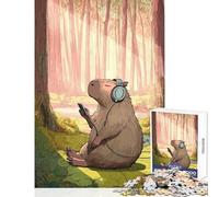 Puzzle per adulti 1000 pezzi Capibara che ascolta musica nella foresta Giocattoli antistress Regali per donne Uomini Gioco impossibile Attività divertenti a casa Dimensioni 50x75cm