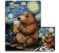 Puzzle per adulti 1000 pezzi Capibara che beve nel cielo notturno Puzzle in legno antistress per ammazzare il tempo in casa, un'opera d'arte per bambini dai 14 anni in su 50x75cm