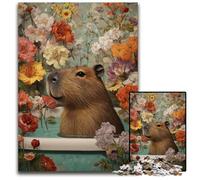 Puzzle per adulti 1000 pezzi Capibara nella vasca da bagno Puzzle in legno Giochi divertenti, ideale come regalo per tutta la famiglia per età 14 50X75CM