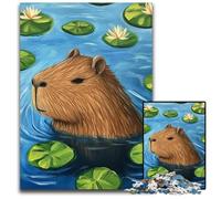 Puzzle per adulti 1000 pezzi Capibara of the Pond Puzzle in cartone Difficili e impegnativi, Ottimi regali e giocattoli per età 14 26X38CM