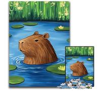 Puzzle per adulti, 1000 pezzi Capibara of The Pond, puzzle in legno, sfida per la mente, regalo perfetto per adolescenti e arredamento per la casa, 50x75cm