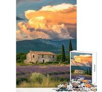 Puzzle per adulti 1000 pezzi Casa di pietra in campo di lavanda Decorazione per la casa Giocattoli Opera d'arte Regalo Gioco impossibile Ogni pezzo è unico - Dimensioni 38x26cm