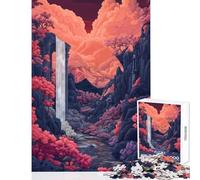 Puzzle per adulti 1000 pezzi Cascata Rovina Valle Decorazione per la casa Giocattoli Opera d'arte Regalo per gioco educativo Lista dei desideri con Babbo Natale Dimensioni 50x75cm