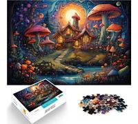 Puzzle per adulti, 1000 pezzi, casetta a funghi difficile, decorazione da parete, per compleanno per bambini dai 14 anni, 26 x 38 cm