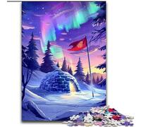 Puzzle per adulti 1000 pezzi Castelli di ghiaccio sotto l'aurora boreale Puzzle in legno, sviluppa la coordinazione occhio-mano, perfetto come regalo di compleanno 1000 pezzi(50x75cm)