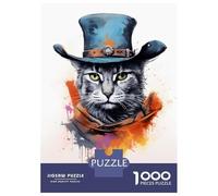 Puzzle Per Adulti 1000 Pezzi Cat As A Cowboy Painting Puzzle Rompicapo Gioco Difficile Regali Difficili Per Amici E Familiari 38x26cm/1000pcs