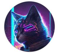 Puzzle per adulti 1000 pezzi Cat Neon Art, puzzle rotondo da 1000 pezzi per adulti, attività divertente per la famiglia, sfida mentale, regalo perfetto per adolescenti (dimensioni 67,5x67,5 cm)