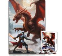 Puzzle per adulti 1000 pezzi Cavaliere contro il drago Giocattolo Gioco intellettuale Decorazione artistica per la casa Regalo per compleanni Dimensioni 50x75cm