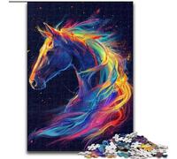 Puzzle per adulti 1000 pezzi Cavalli colorati in legno, regalo perfetto per bambini dai 14 anni in su, 50x75cm, rompicapo stimolante, giocattolo rilassante per adolescenti