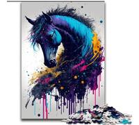 Puzzle per adulti 1000 pezzi Cavalli colorati in legno, rompicapo ad alta difficoltà per adolescenti 50x75cm per gioco interattivo per famiglie