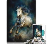 Puzzle per adulti 1000 pezzi Cavallo bianco in corsa, giochi educativi, decorazione per la casa, ideale come regalo per tutta la famiglia, 50x75cm
