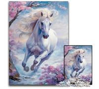 Puzzle per adulti 1000 pezzi Cavallo bianco selvaggio in inverno Puzzle in legno perfetti per riunioni di famiglia Compleanni Feste 1000 pezzi (75x50 cm)