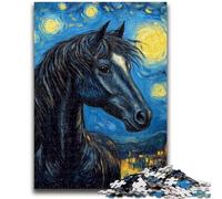 Puzzle per adulti 1000 pezzi Cavallo sotto il cielo notturno Difficile da completare ma divertente e umoristico Regalo di compleanno, regali, arte murale 50x75cm