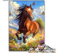 Puzzle per adulti 1000 pezzi Cavallo tra i fiori, adatto per età dai 14 anni in su Giochi educativi per la casa Giocattoli fai da te Opere d'arte Regalo (dimensioni 26x38cm)