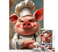 Puzzle per adulti 1000 pezzi Chef Ritratto di maiale Giocattoli antistress Regali di Babbo Natale segreto Gioco pratico Lista dei desideri con Babbo Natale Dimensioni 50x75cm